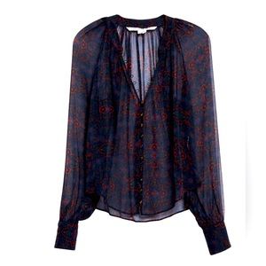 Veronica Beard - Marion Print Silk Blouse / size 10